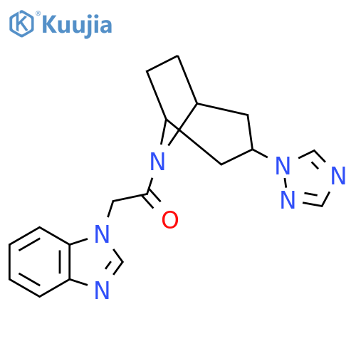 2-(1H-1,3-benzodiazol-1-yl)-1-3-(1H-1,2,4-triazol-1-yl)-8-azabicyclo3.2.1octan-8-ylethan-1-one structure