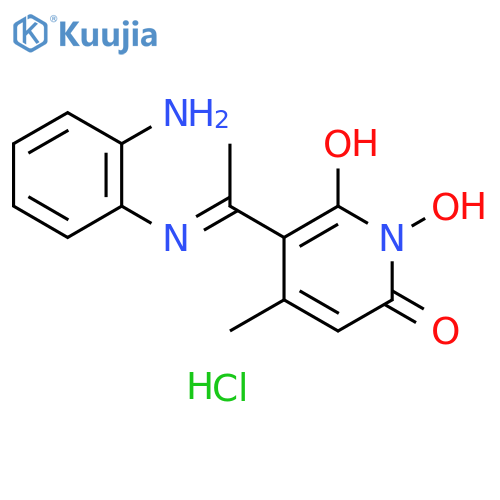 2(1H)-Pyridinone, 5-[1-[(2-aminophenyl)imino]ethyl]-1,6-dihydroxy-4-methyl-, hydrochloride (1:2) structure