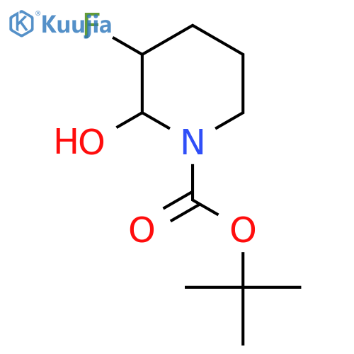 tert-butyl 3-fluoro-2-hydroxypiperidine-1-carboxylate structure