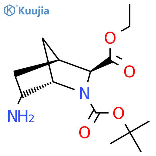 rac-2-tert-butyl 3-ethyl (1R,3R,4R)-6-amino-2-azabicyclo[2.2.1]heptane-2,3-dicarboxylate structure