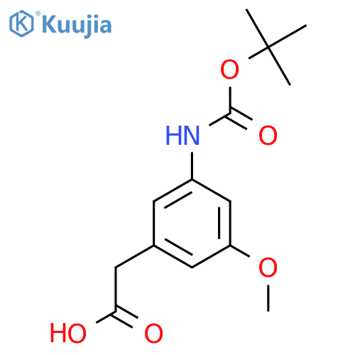 2-(3-{(tert-butoxy)carbonylamino}-5-methoxyphenyl)acetic acid structure