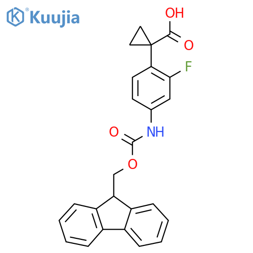 1-[4-(9H-Fluoren-9-ylmethoxycarbonylamino)-2-fluorophenyl]cyclopropane-1-carboxylic acid structure