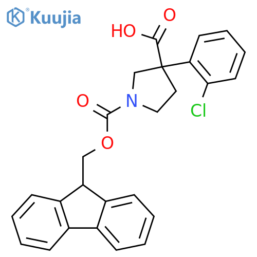 3-(2-chlorophenyl)-1-{[(9H-fluoren-9-yl)methoxy]carbonyl}pyrrolidine-3-carboxylic acid structure