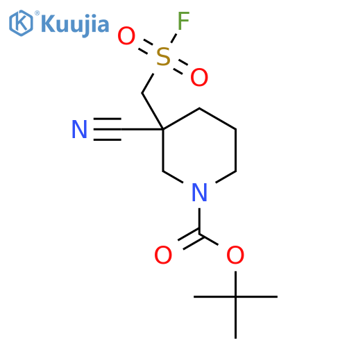 Tert-butyl 3-cyano-3-(fluorosulfonylmethyl)piperidine-1-carboxylate structure