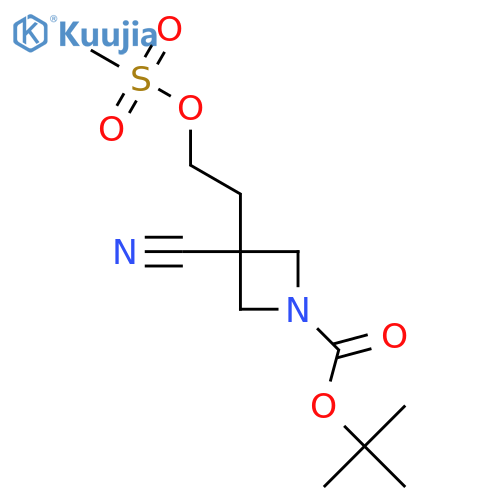 Tert-butyl 3-cyano-3-(2-methylsulfonyloxyethyl)azetidine-1-carboxylate structure