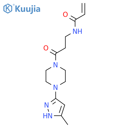 N-{3-[4-(5-methyl-1H-pyrazol-3-yl)piperazin-1-yl]-3-oxopropyl}prop-2-enamide structure