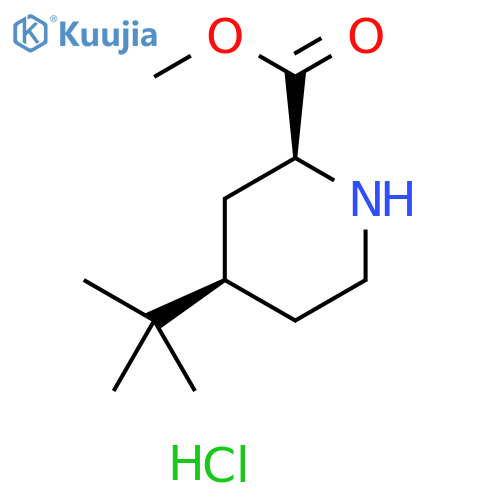 2-Piperidinecarboxylic acid, 4-(1,1-dimethylethyl)-, methyl ester, hydrochloride (1:1), (2R,4S)-rel- structure