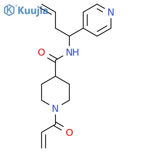 1-(prop-2-enoyl)-N-[1-(pyridin-4-yl)but-3-en-1-yl]piperidine-4-carboxamide structure