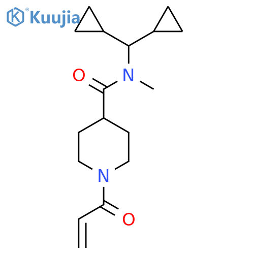 N-(Dicyclopropylmethyl)-N-methyl-1-prop-2-enoylpiperidine-4-carboxamide structure