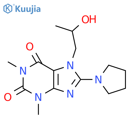 7-(2-hydroxypropyl)-1,3-dimethyl-8-(pyrrolidin-1-yl)-2,3,6,7-tetrahydro-1H-purine-2,6-dione structure