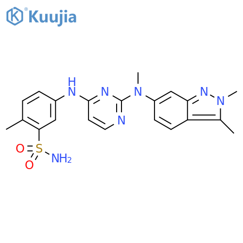 5-((2-((2,3-Dimethyl-2H-indazol-6-yl)(methyl)amino)pyrimidin-4-yl)amino)-2-methylbenzenesulfonamide structure