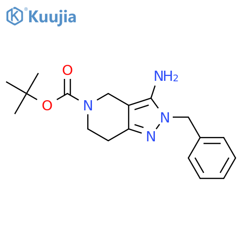 Tert-butyl 3-amino-2-benzyl-6,7-dihydro-2H-pyrazolo[4,3-c]pyridine-5(4H)-carboxylate structure
