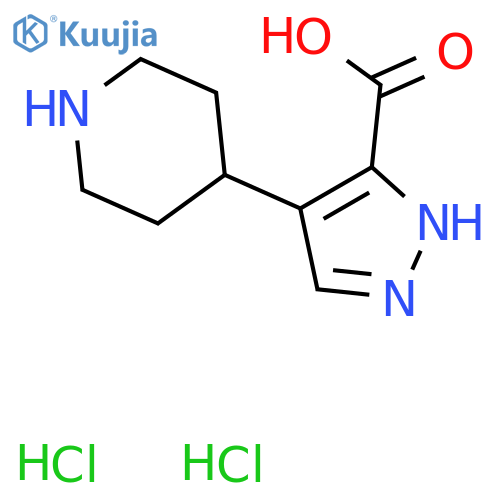 4-Piperidin-4-yl-1H-pyrazole-5-carboxylic acid;dihydrochloride structure