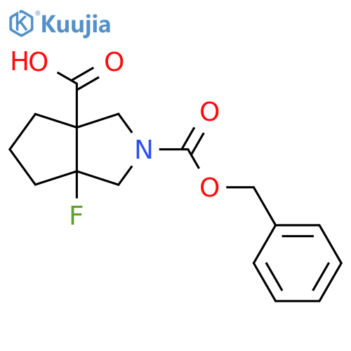 2-[(Benzyloxy)carbonyl]-6a-fluoro-octahydrocyclopenta[c]pyrrole-3a-carboxylic acid structure