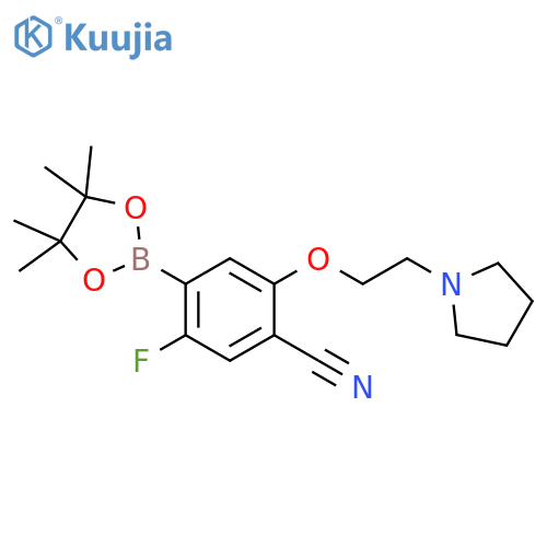 5-Fluoro-2-[2-(pyrrolidin-1-yl)ethoxy]-4-(tetramethyl-1,3,2-dioxaborolan-2-yl)benzonitrile structure