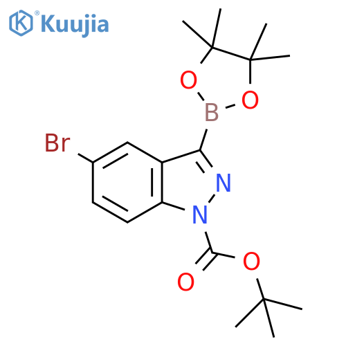 tert-Butyl 5-bromo-3-(tetramethyl-1,3,2-dioxaborolan-2-yl)indazole-1-carboxylate structure