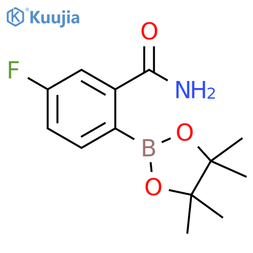 2-Carbamoyl-4-fluorophenylboronic acid, pinacol ester structure