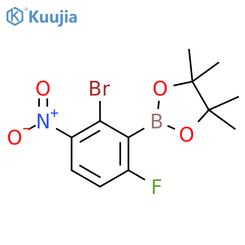2-Bromo-6-fluoro-3-nitrophenylboronic acid pinacol ester structure
