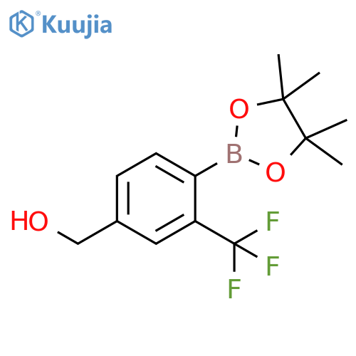 4-(tetramethyl-1,3,2-dioxaborolan-2-yl)-3-(trifluoromethyl)phenylmethanol structure