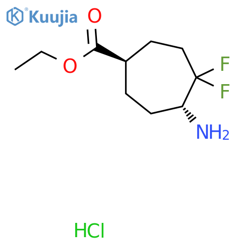 Cycloheptanecarboxylic acid, 5-amino-4,4-difluoro-, ethyl ester, hydrochloride (1:1), (1R,5R)- structure