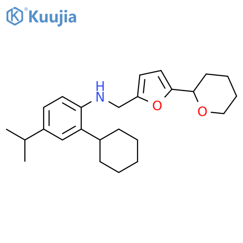 N-[2-Cyclohexyl-4-(1-methylethyl)phenyl]-5-(tetrahydro-2H-pyran-2-yl)-2-furanmethanamine structure