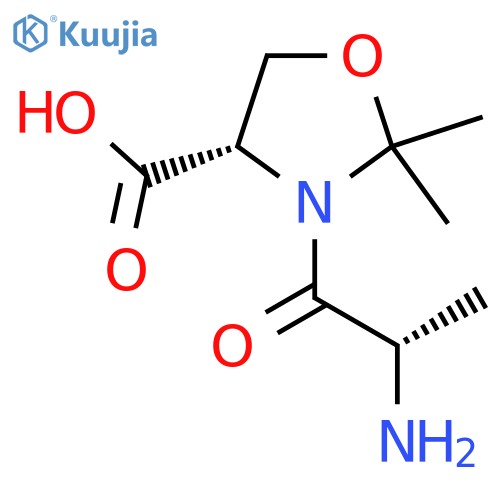 (4S)-3-(2S)-2-aminopropanoyl-2,2-dimethyl-1,3-oxazolidine-4-carboxylic acid structure