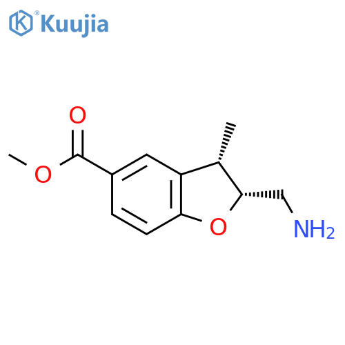 rac-methyl (2R,3S)-2-(aminomethyl)-3-methyl-2,3-dihydro-1-benzofuran-5-carboxylate structure
