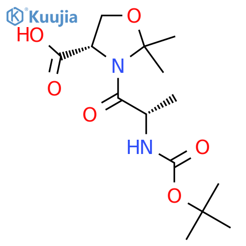 (4S)-3-(2S)-2-{(tert-butoxy)carbonylamino}propanoyl-2,2-dimethyl-1,3-oxazolidine-4-carboxylic acid structure