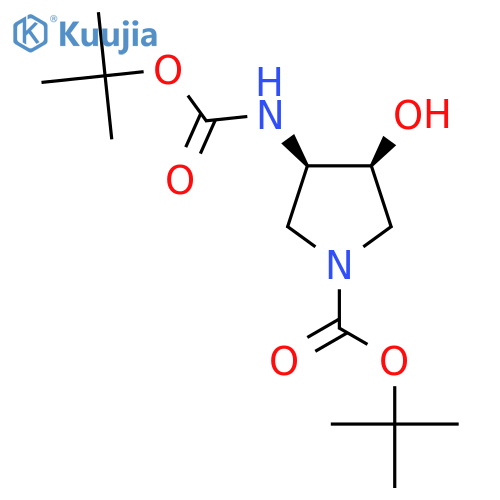 tert-Butyl (3R,4S)-3-((tert-butoxycarbonyl)amino)-4-hydroxypyrrolidine-1-carboxylate structure