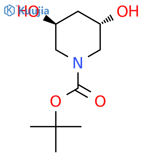 (3S,5S)-3,5-Dihydroxy-piperidine-1-carboxylic acid tert-butyl ester structure