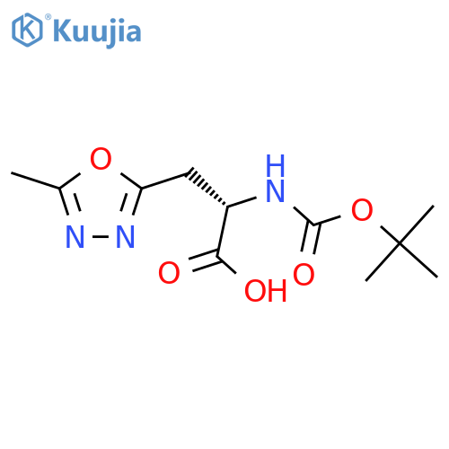(2S)-2-{(tert-butoxy)carbonylamino}-3-(5-methyl-1,3,4-oxadiazol-2-yl)propanoic acid structure