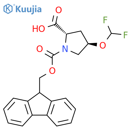 (2S,4R)-4-(difluoromethoxy)-1-{(9H-fluoren-9-yl)methoxycarbonyl}pyrrolidine-2-carboxylic acid structure