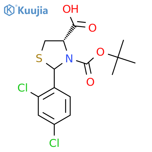 (4S)-3-(tert-butoxy)carbonyl-2-(2,4-dichlorophenyl)-1,3-thiazolidine-4-carboxylic acid structure