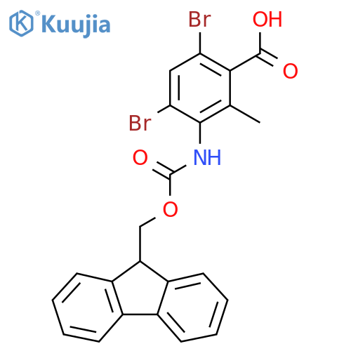 4,6-dibromo-3-({[(9H-fluoren-9-yl)methoxy]carbonyl}amino)-2-methylbenzoic acid structure