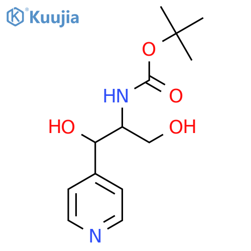 tert-butyl N-1,3-dihydroxy-1-(pyridin-4-yl)propan-2-ylcarbamate structure