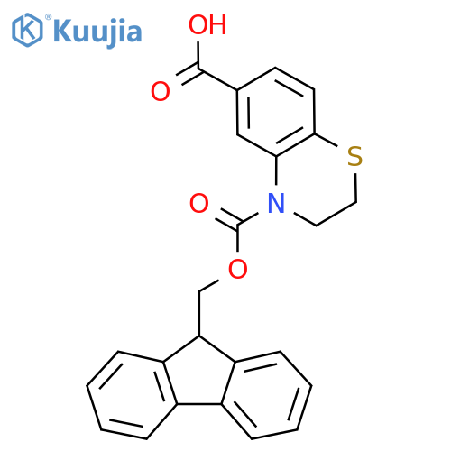4-{[(9H-fluoren-9-yl)methoxy]carbonyl}-3,4-dihydro-2H-1,4-benzothiazine-6-carboxylic acid structure