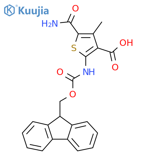 5-carbamoyl-2-({[(9H-fluoren-9-yl)methoxy]carbonyl}amino)-4-methylthiophene-3-carboxylic acid structure