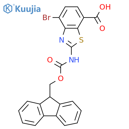 4-bromo-2-({[(9H-fluoren-9-yl)methoxy]carbonyl}amino)-1,3-benzothiazole-7-carboxylic acid structure