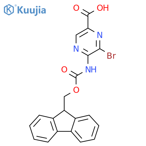 6-bromo-5-({[(9H-fluoren-9-yl)methoxy]carbonyl}amino)pyrazine-2-carboxylic acid structure