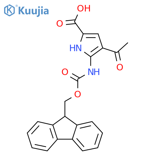 4-acetyl-5-({[(9H-fluoren-9-yl)methoxy]carbonyl}amino)-1H-pyrrole-2-carboxylic acid structure