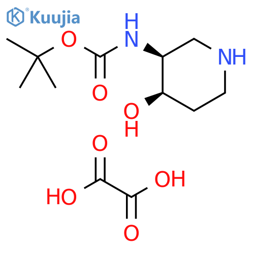 tert-butyl N-[(3S,4R)-4-hydroxy-3-piperidyl]carbamate;hemi(oxalic acid) structure
