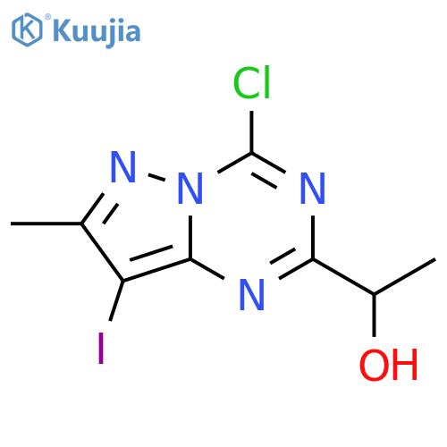 1-(4-chloro-8-iodo-7-methyl-pyrazolo[1,5-a][1,3,5]triazin-2-yl)ethanol structure