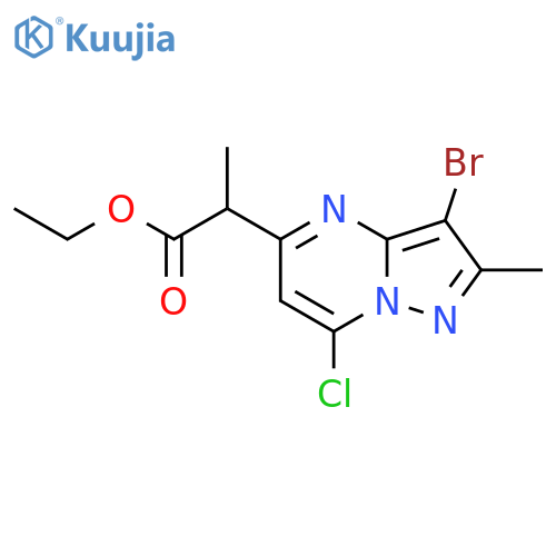 ethyl 2-(3-bromo-7-chloro-2-methyl-pyrazolo[1,5-a]pyrimidin-5-yl)propanoate structure