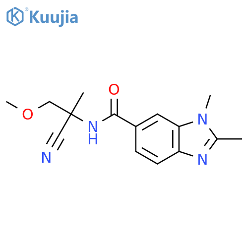 N-(1-cyano-2-methoxy-1-methylethyl)-1,2-dimethyl-1H-1,3-benzodiazole-6-carboxamide structure