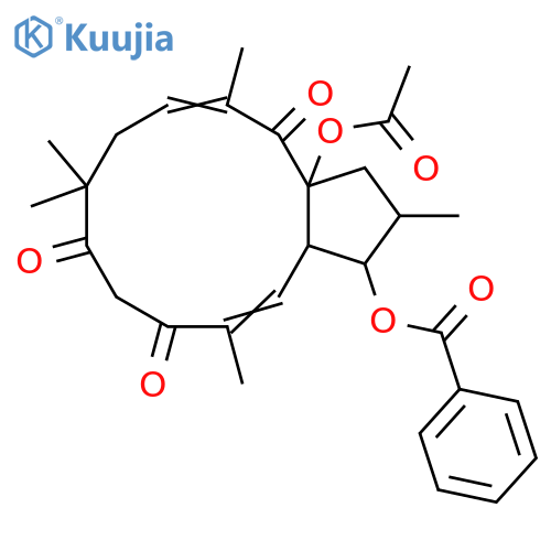 3,7,9,15-Tetrahydroxy-5,12-jatrophadien-14-one; (2α,3β,5E,12E,15β)-form, 7,9-Diketone, 3-benzoyl, 15-Ac structure