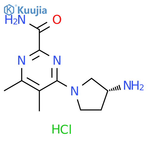 2-Pyrimidinecarboxamide, 4-[(3R)-3-amino-1-pyrrolidinyl]-5,6-dimethyl-, hydrochloride (1:2) structure
