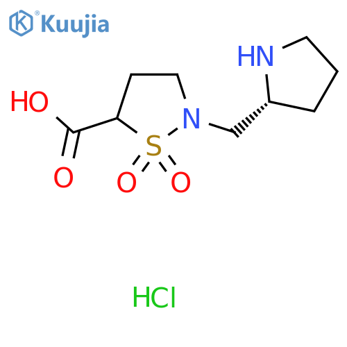 1,1-Dioxo-2-[[(2R)-pyrrolidin-2-yl]methyl]-1,2-thiazolidine-5-carboxylic acid;hydrochloride structure