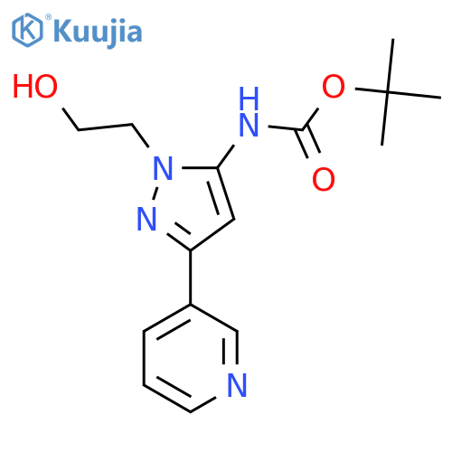 tert-butyl N-[1-(2-hydroxyethyl)-3-(pyridin-3-yl)-1H-pyrazol-5-yl]carbamate structure