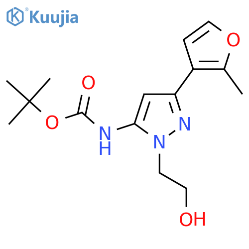 tert-butyl N-[1-(2-hydroxyethyl)-3-(2-methylfuran-3-yl)-1H-pyrazol-5-yl]carbamate structure