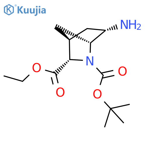 rac-2-tert-butyl 3-ethyl (1R,3S,4R,6S)-6-amino-2-azabicyclo[2.2.1]heptane-2,3-dicarboxylate structure